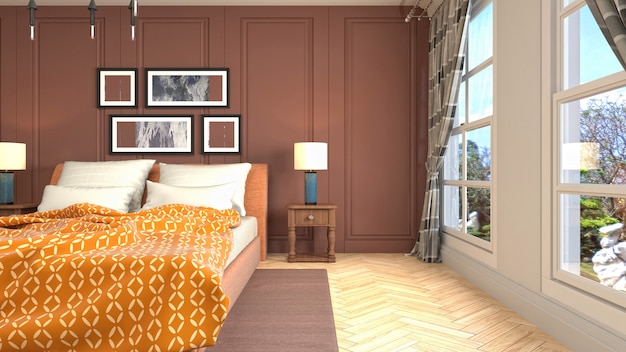 Illustration of the bedroom interior