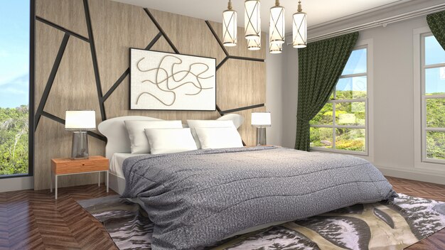 Photo illustration of the bedroom interior