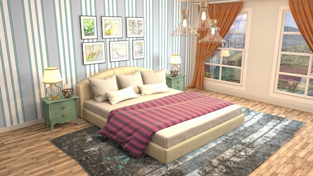 Illustration of the bedroom interior