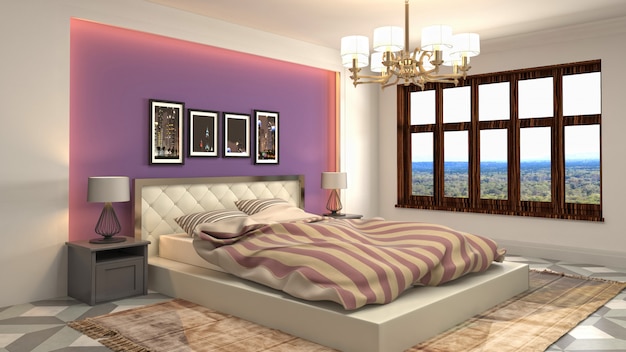 Illustration of the bedroom interior