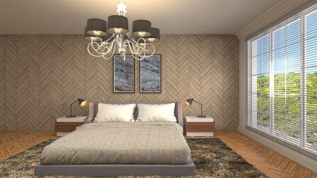 Photo illustration of the bedroom interior