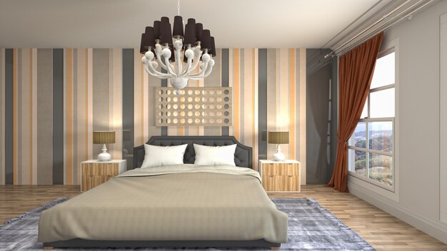 Photo illustration of the bedroom interior