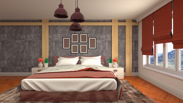 Illustration of the bedroom interior