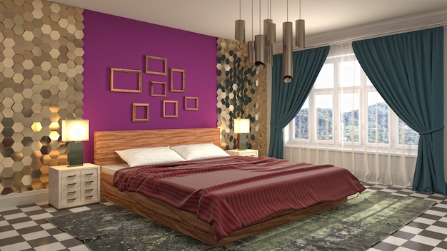 Illustration of the bedroom interior