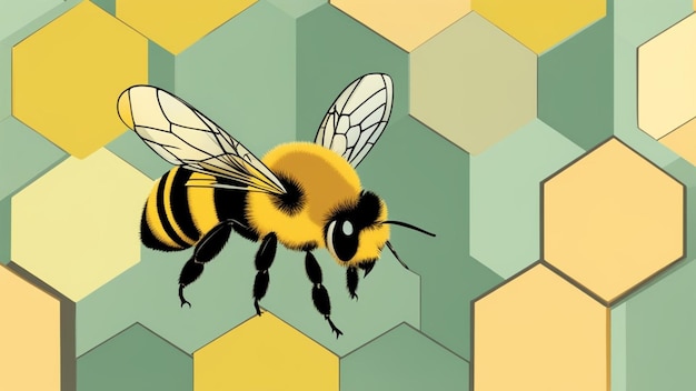 illustration of a bee in the hive