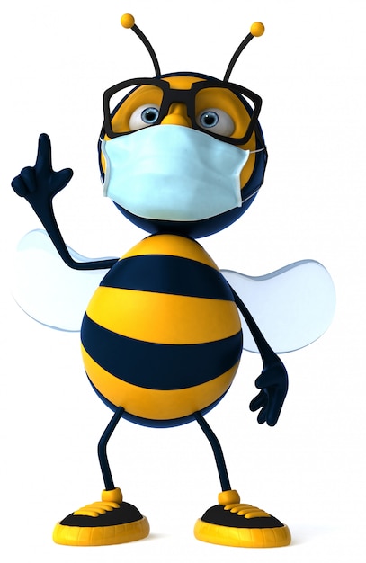マスクを持つ蜂のイラスト