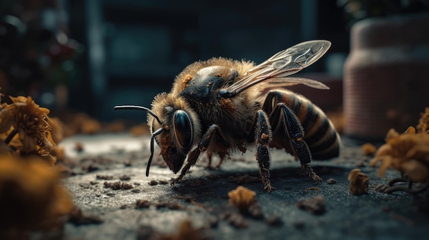 Illustration of bees seen up close