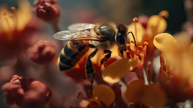 Illustration of bees seen up close