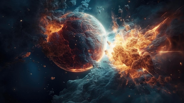 An illustration of the Big Bang explosion 3d realistic