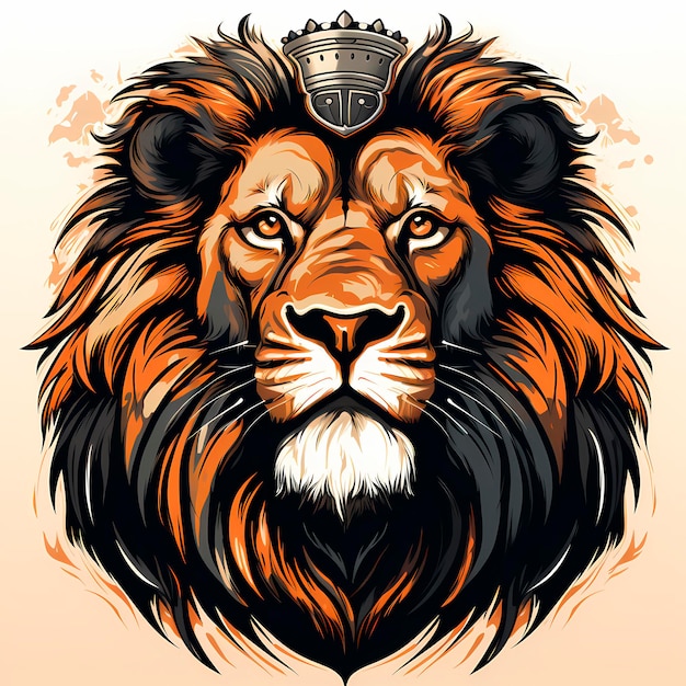 illustration of big feline animal imposing lion with crown