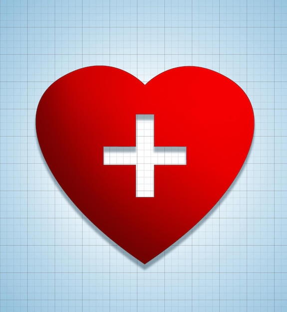 illustration of big heart shape sign with cross