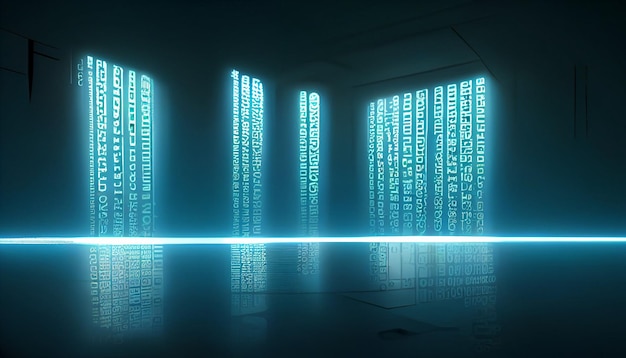 Illustration of binary code cyber reality room Digital stream background