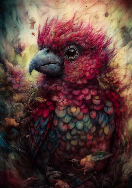 フレーム野生動物のコンセプト アートの架空の風景の中の鳥のイラスト
