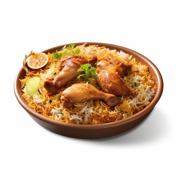 illustration of Biryani in plate on white background on transparent