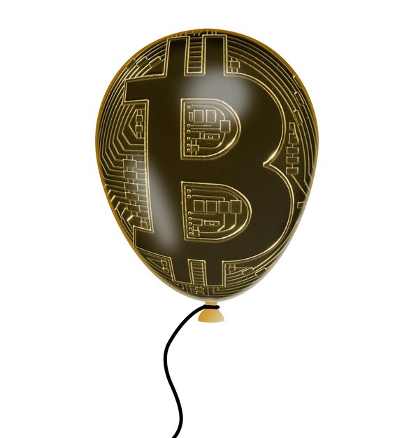 Foto illustrazione della bolla dei prezzi bitcoin utilizzando il palloncino