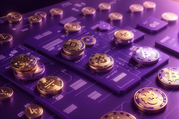 illustration of bitcoin on a purple background created with AI