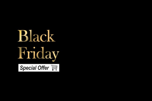 Photo illustration, black friday sale. banner, poster, logo golden color on dark background.