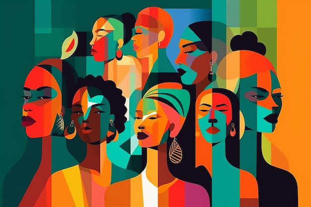 Photo illustration of black history month colourful abstract generative ai