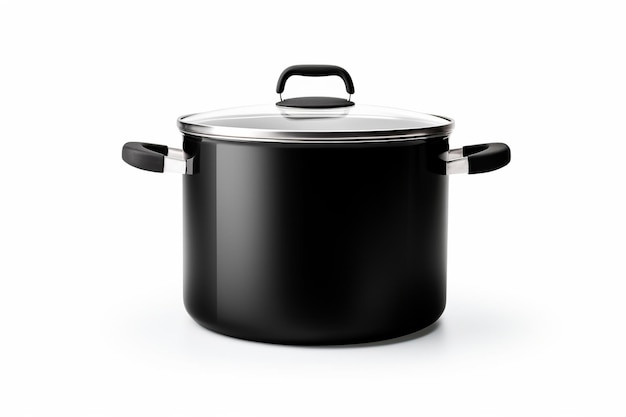 illustration of black isolated metallic cooking pot white background