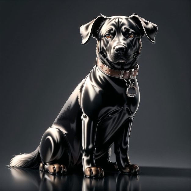 illustration of a black latex dog