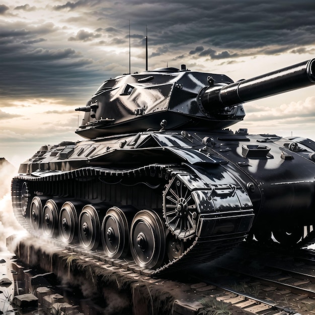 illustration of a black latex war tank