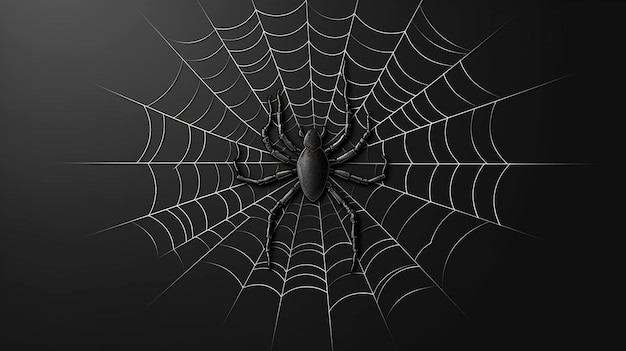 Illustration of black spider and torn web