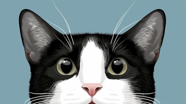 Photo an illustration of a black and white cat