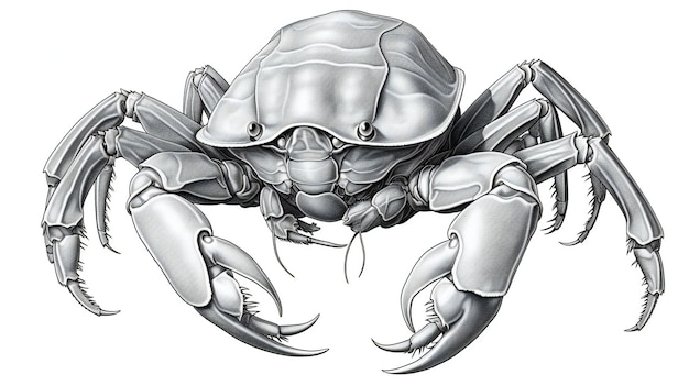 Illustration of a black and white crab isolated on a white background