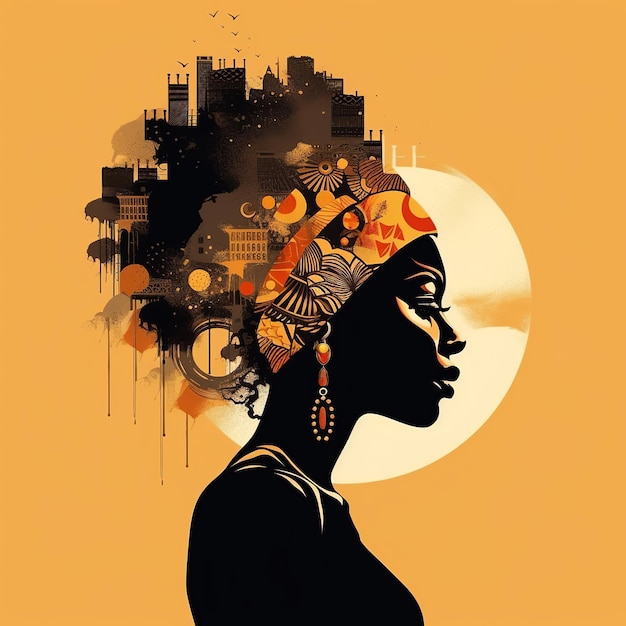 illustration of black woman black history month Generative ai