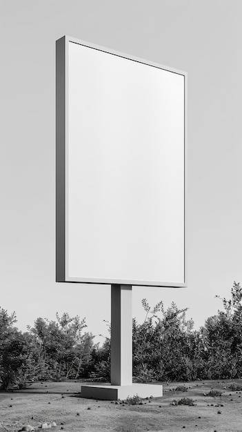 Photo an illustration of a blank billboard in a grassy field with trees behind it