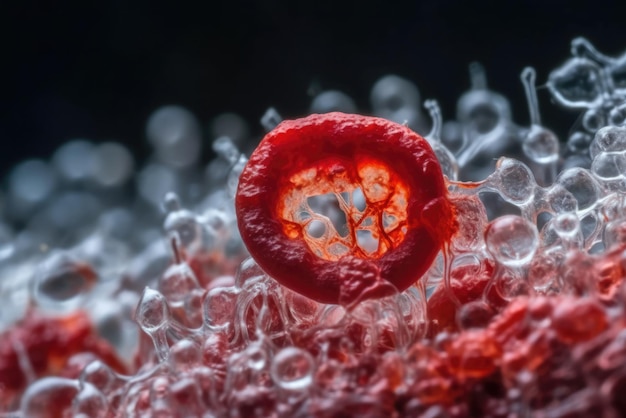 Photo illustration of a blood clot in the human body generative ai