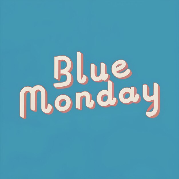Photo illustration of a blue background with the words blue monday