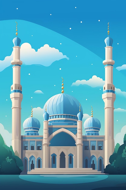 illustration of blue great mosque