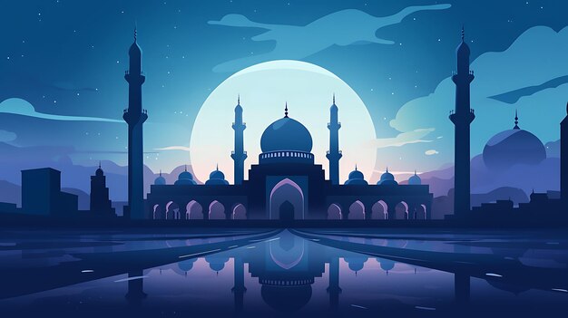 Photo illustration of blue great mosque