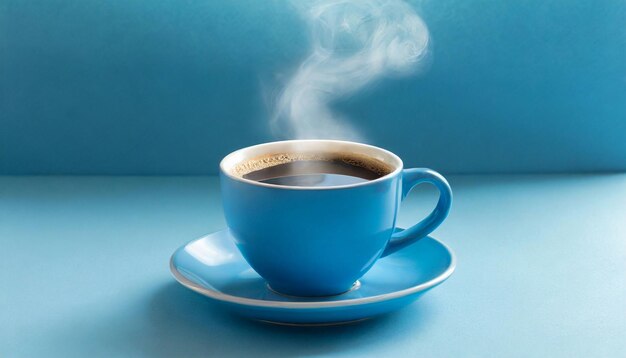 Photo illustration of blue monday with hot coffee