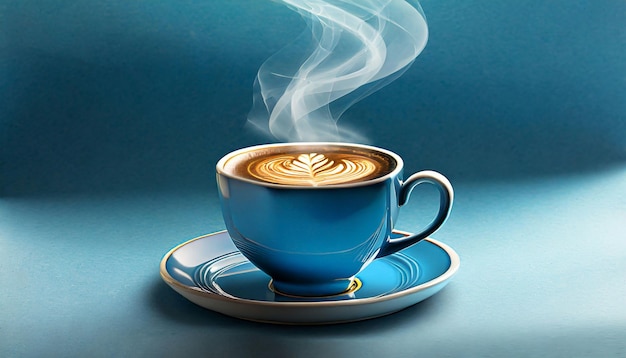 Photo illustration of blue monday with hot coffee