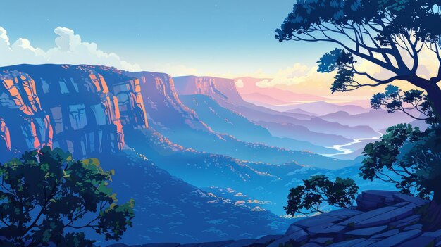 Foto illustrazione delle blue mountains in australia