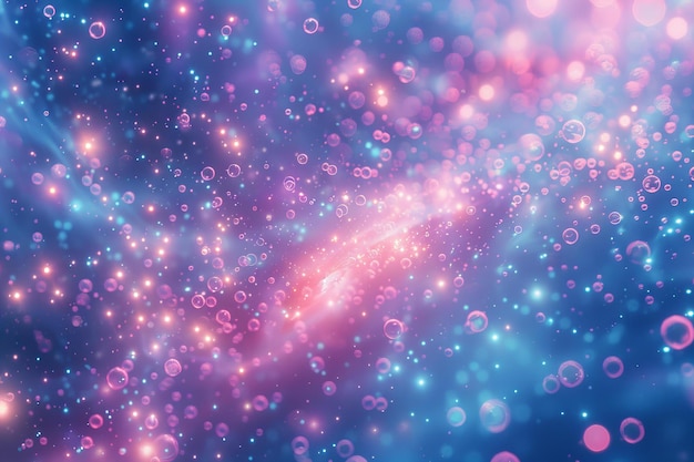 illustration of blue and pink space background with space bubbles