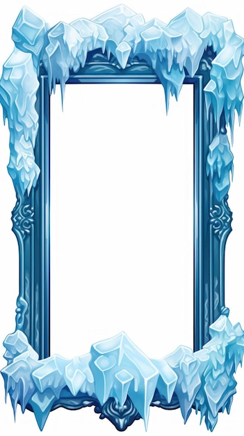 Illustration of a blue vintage frame with floral ornament on a white background