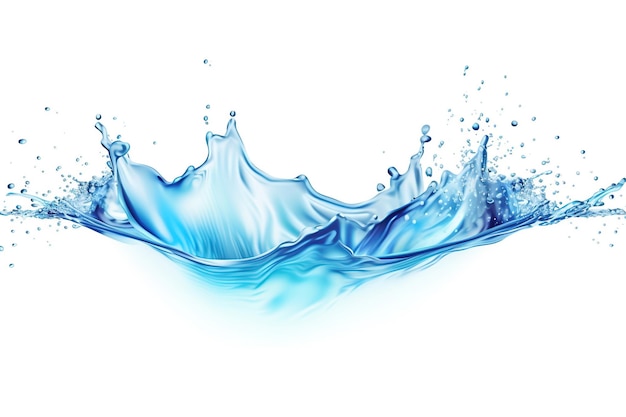 Иллюстрация брызг синей воды на белом фоне Генеративный AI