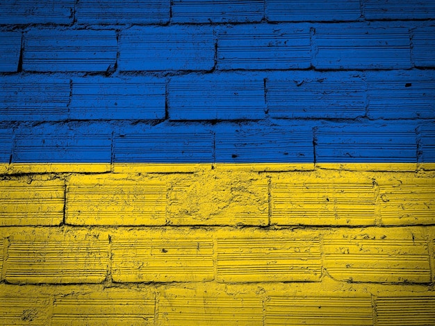 Illustration of blue and yellow Ukrainian flag in wall background flat style