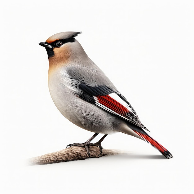 illustration bohemian waxwing white picture