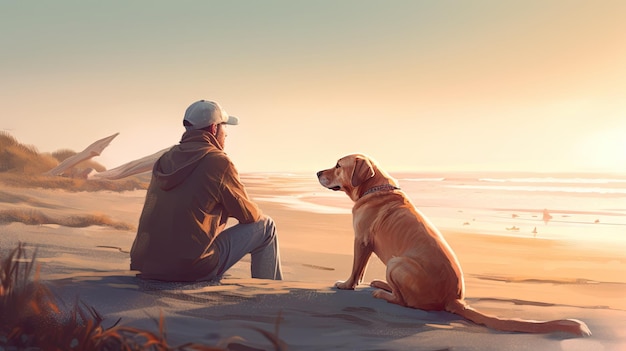illustration of bond with your dog day 3d realistic