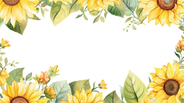 illustration border sunflower theme