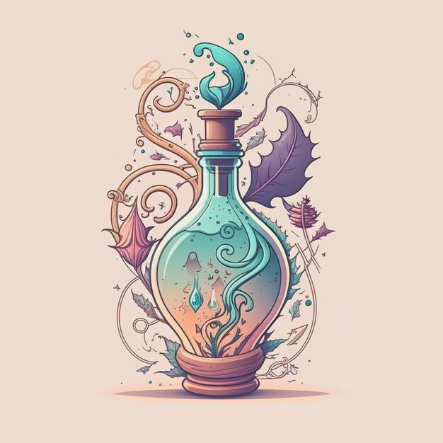 Photo illustration of a bottle with a strange substance inside generative ai