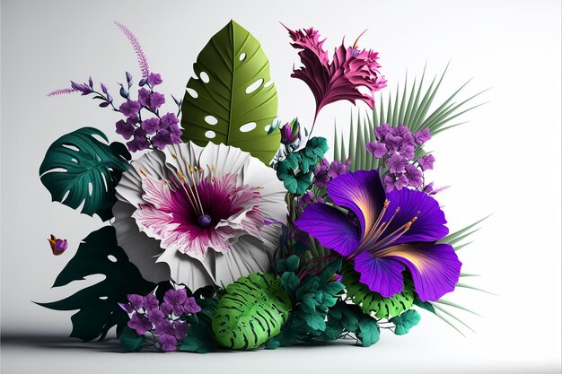 Illustration bouquet of beautiful flowers 3d illustration