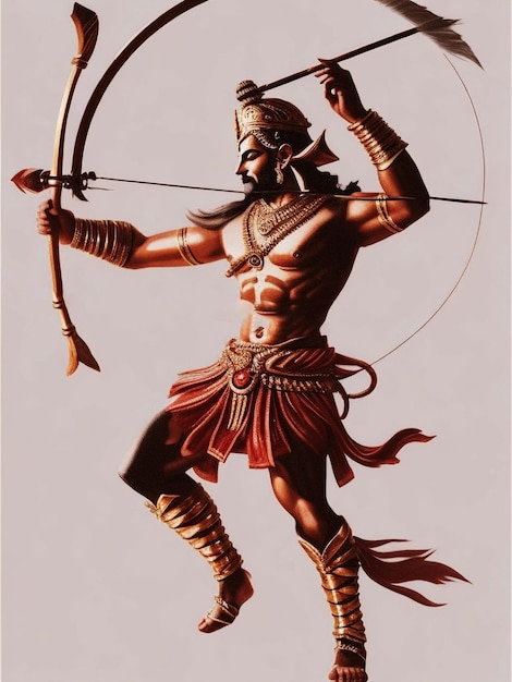 illustration of bow and arrow in Happy Dussehra festival of India