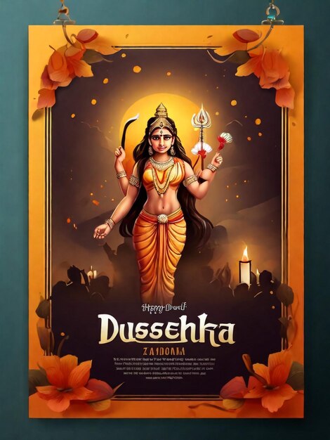 Photo illustration of bow and arrow in with lord rama ravan happy dussehra festival