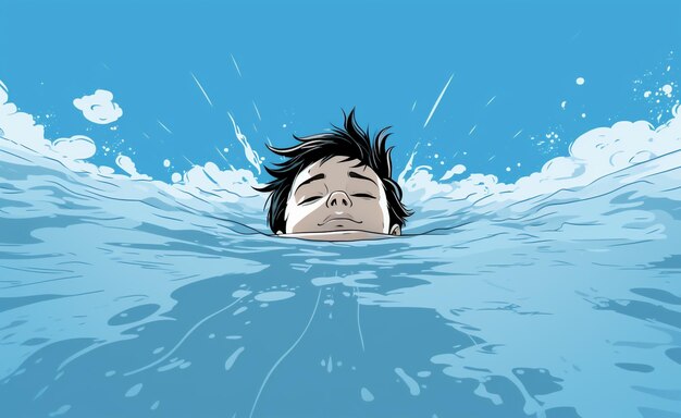 Foto illustrazione di un ragazzo in acqua