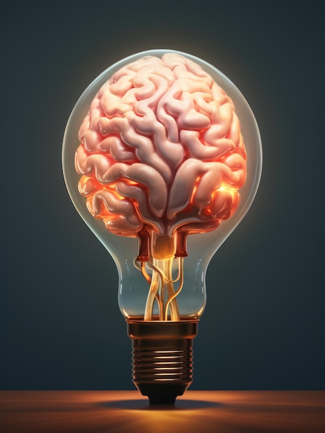 Иллюстрация мозга внутри лампочки
